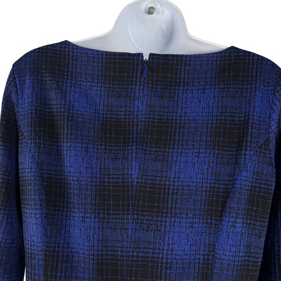 L.L.‎ Bean Signature Dress Womens Size 6 Plaid Blue Black 3/4 Sleeve DR-1715 - Picture 5 of 9